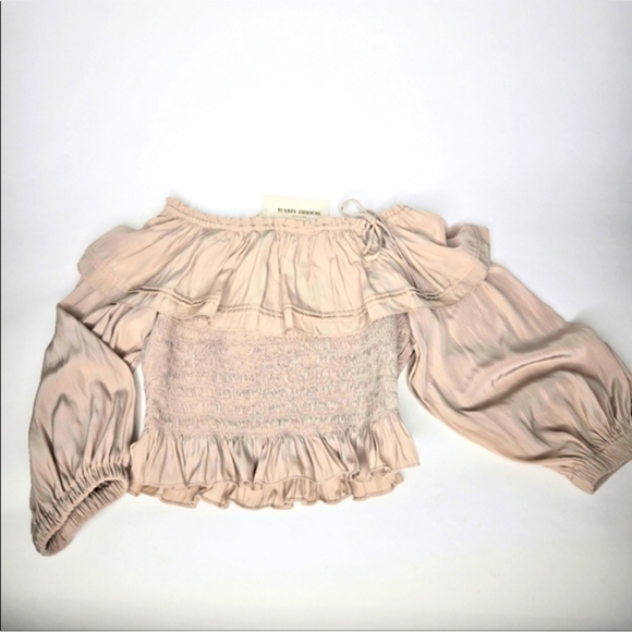NEW RAMY BROOK Tan top, off shoulder,  Corset elastic bodice,  Size Small/ P ❤️ - Picture 1 of 9